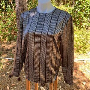 1980’s vintage silver, and black blouse new wave very chic 10/11 Sterling Cooper